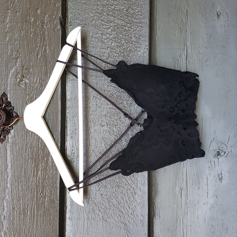 ADELLA Black Floral-Embroidered Bralette sz S - Picture 5 of 12